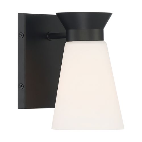 Main product image of Caleta 1 Light Wall Sconce Fixture Black Finish w/ Frosted Cylindrical Glass