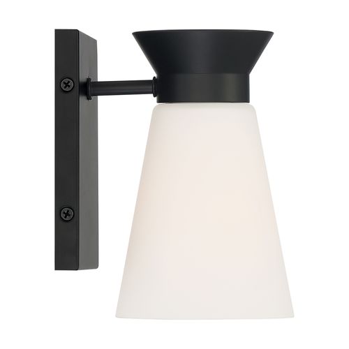 Main product image of Caleta 1 Light Wall Sconce Fixture Black Finish w/ Frosted Cylindrical Glass