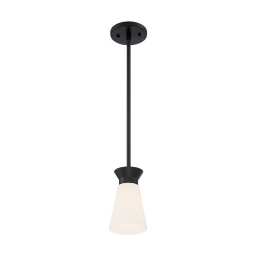 Main product image of Caleta 1 Light Mini Pendant Fixture Black Finish w/ Frosted Cylindrical Glass