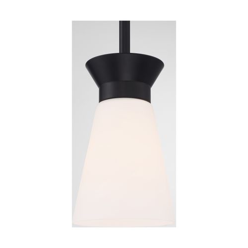 Main product image of Caleta 1 Light Mini Pendant Fixture Black Finish w/ Frosted Cylindrical Glass