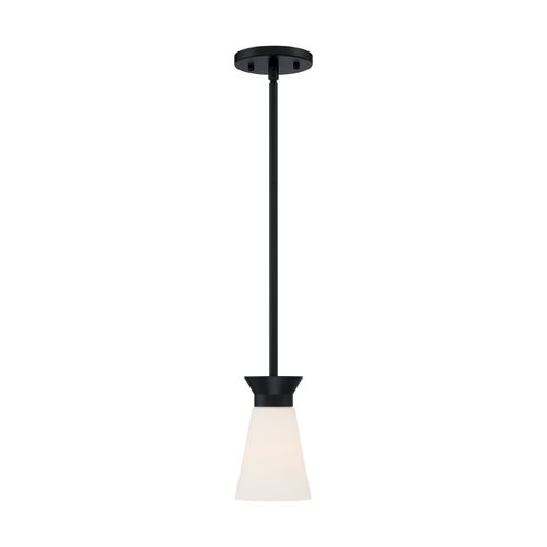 Main product image of Caleta 1 Light Mini Pendant Fixture Black Finish w/ Frosted Cylindrical Glass