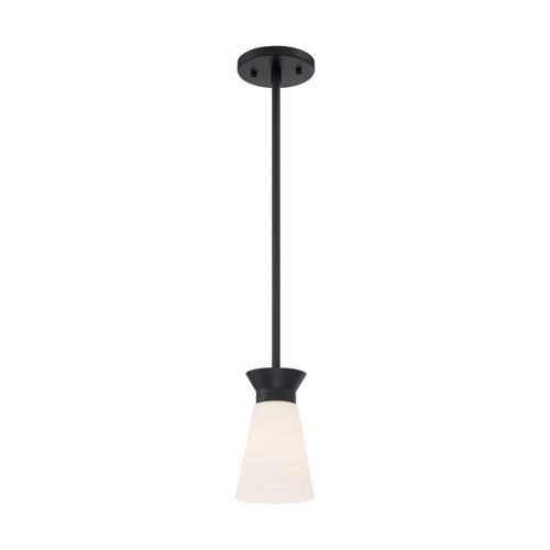 Main product image of Caleta 1 Light Mini Pendant Fixture Black Finish w/ Frosted Cylindrical Glass