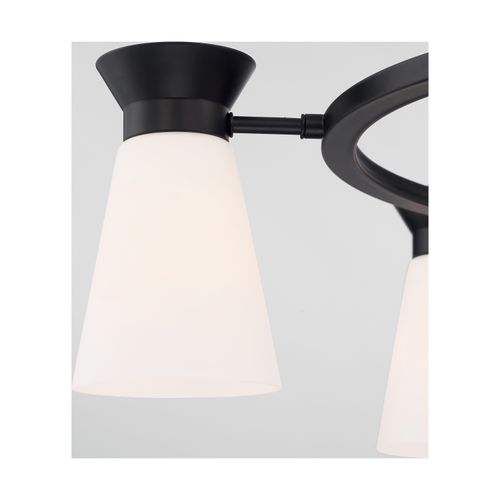 Main product image of Caleta 5 Light Chandelier Fixture Black Finish w/ Frosted Cylindrical Glass