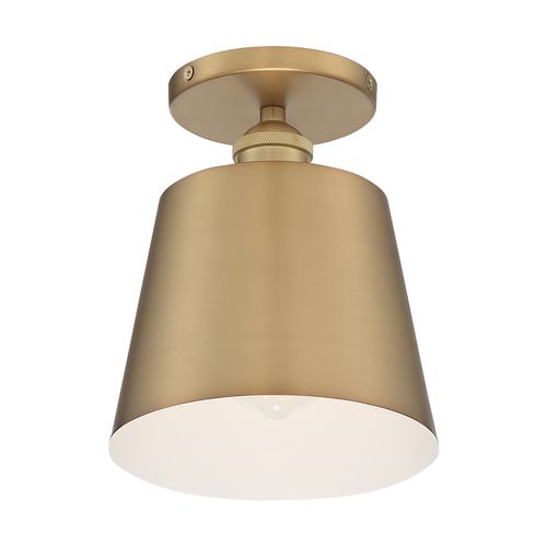 Main product image of Motif 1 Light 7" Semi-Flush Brushed Brass w/ White Accent