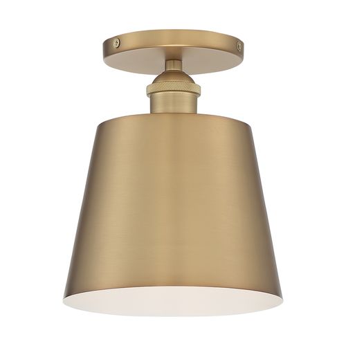 Main product image of Motif 1 Light 7" Semi-Flush Brushed Brass w/ White Accent