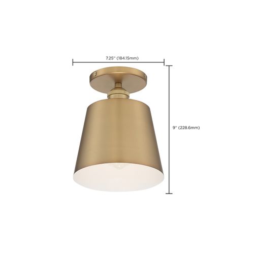 Main product image of Motif 1 Light 7" Semi-Flush Brushed Brass w/ White Accent