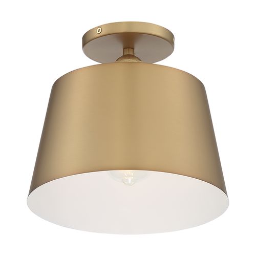 Main product image of Motif 1 Light 10" Semi-Flush Brushed Brass w/ White Accent