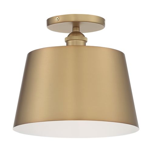 Main product image of Motif 1 Light 10" Semi-Flush Brushed Brass w/ White Accent