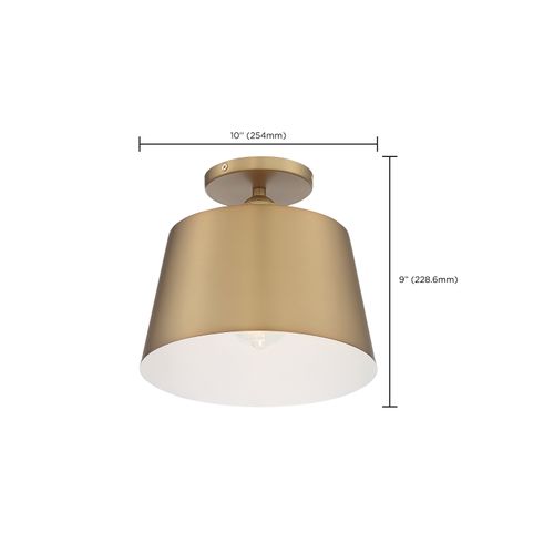 Main product image of Motif 1 Light 10" Semi-Flush Brushed Brass w/ White Accent