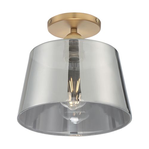 Main product image of Motif 1 Light 10" Semi-Flush Brushed Brass w/ Smoked Glass