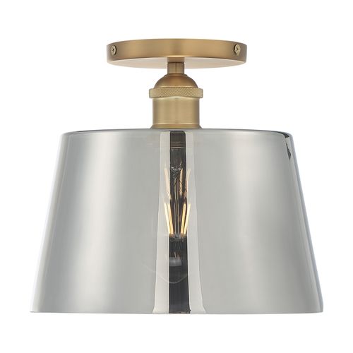 Main product image of Motif 1 Light 10" Semi-Flush Brushed Brass w/ Smoked Glass