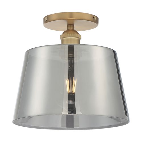 Main product image of Motif 1 Light 10" Semi-Flush Brushed Brass w/ Smoked Glass