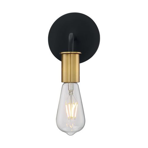 Main product image of Ryder 1 Light Wall Sconce Fixture Black Finish w/ Brushed Brass Sockets