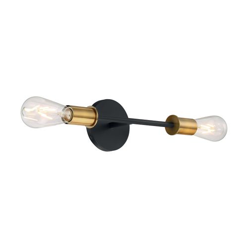 Main product image of Ryder 2 Light Vanity Fixture Black Finish w/ Brushed Brass Sockets
