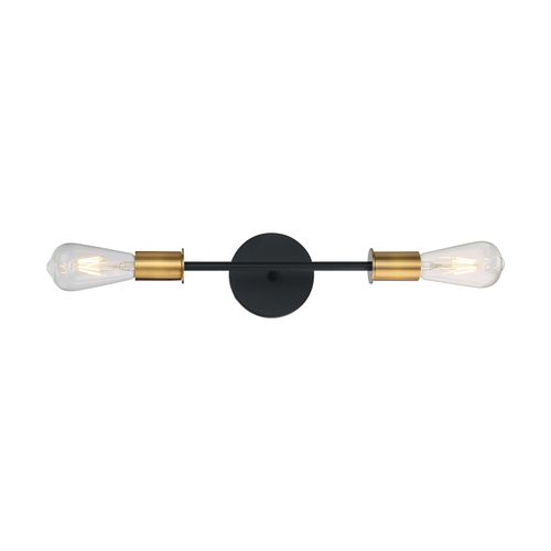 Main product image of Ryder 2 Light Vanity Fixture Black Finish w/ Brushed Brass Sockets