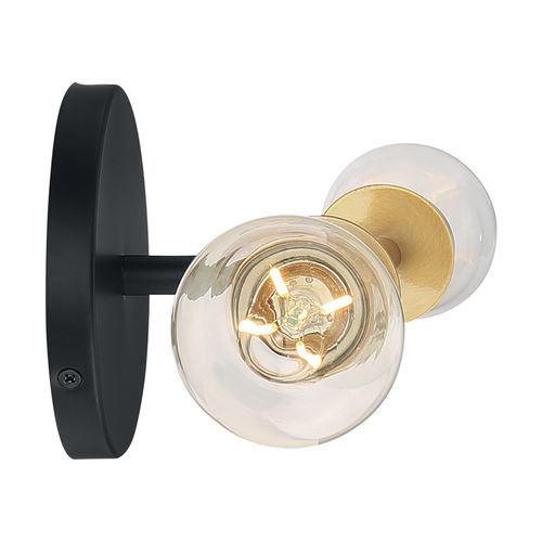Main product image of Ryder 2 Light Vanity Fixture Black Finish w/ Brushed Brass Sockets