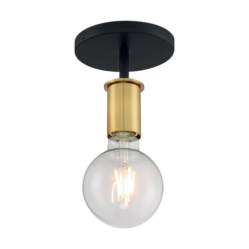 Main product image of Ryder 1 Light Semi Flush Fixture Black Finish w/ Brushed Brass Sockets