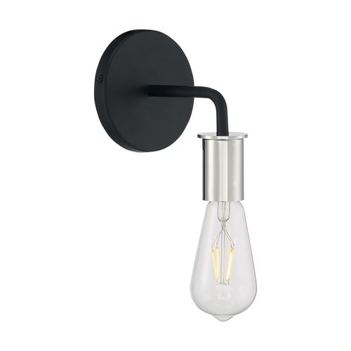 Main product image of Ryder 1 Light Wall Sconce Fixture Black Finish w/ Polished Nickel Sockets