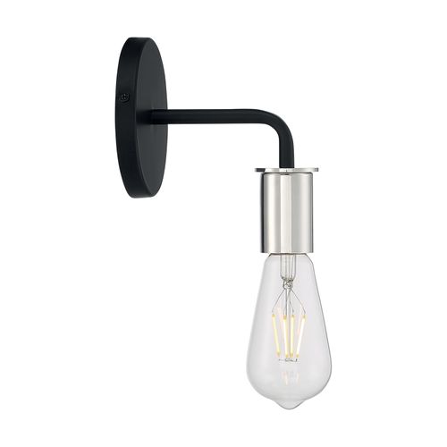 Main product image of Ryder 1 Light Wall Sconce Fixture Black Finish w/ Polished Nickel Sockets
