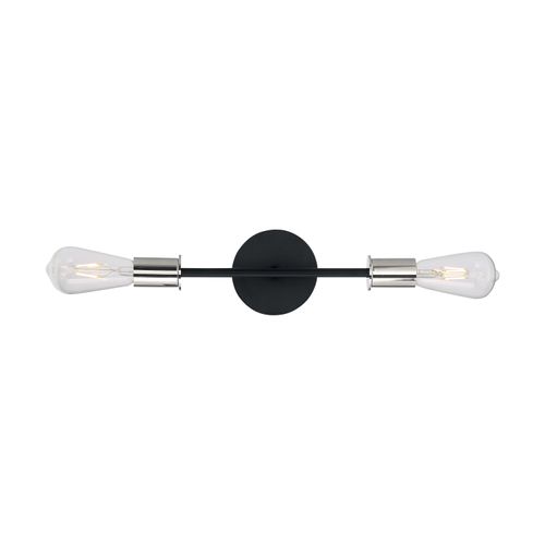 Main product image of Ryder 2 Light Vanity Fixture Black Finish w/ Polished Nickel Sockets