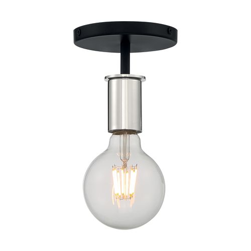 Main product image of Ryder 1 Light Semi Flush Fixture Black Finish w/ Polished Nickel Sockets