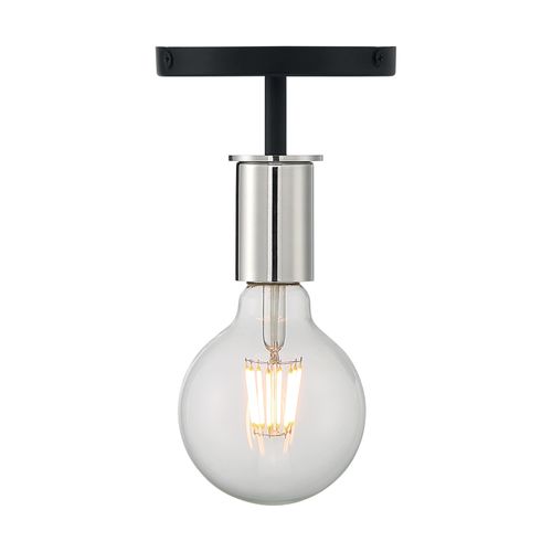 Main product image of Ryder 1 Light Semi Flush Fixture Black Finish w/ Polished Nickel Sockets