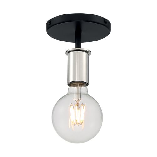 Main product image of Ryder 1 Light Semi Flush Fixture Black Finish w/ Polished Nickel Sockets