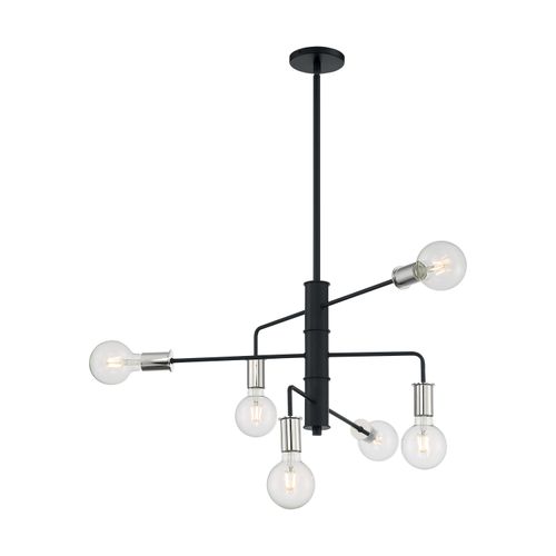 Main product image of Ryder 6 Light Chandelier Fixture Black Finish w/ Polished Nickel Sockets