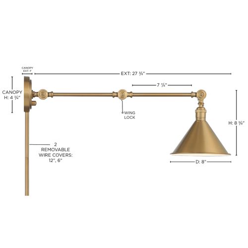 Main product image of Delancey Swing Arm Lamp Burnished Brass w/ Switch