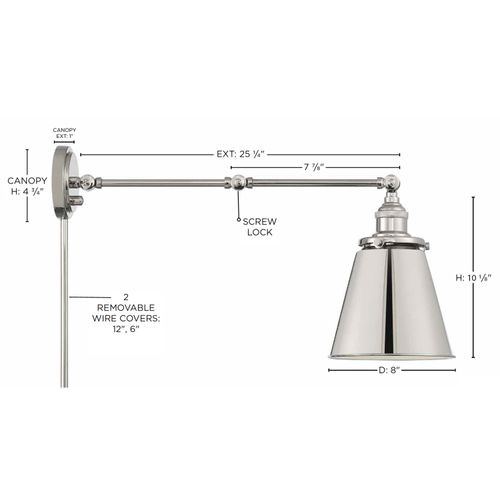 Main product image of Bayard Swing Arm Lamp Polished Nickel w/ Switch