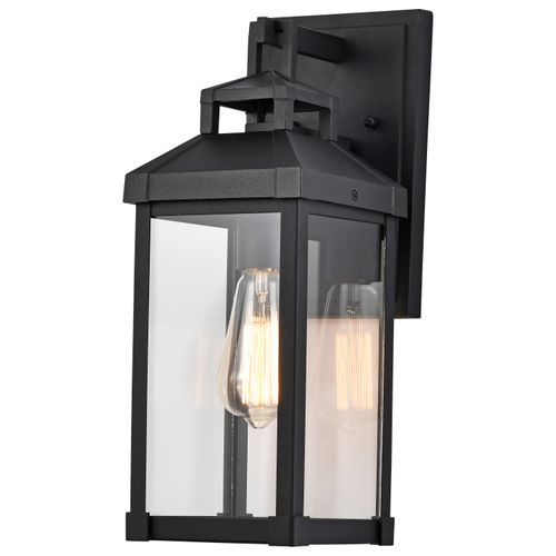 Main product image of Corning 1 Light Medium Wall Lantern Matte Black w/ Clear Glass