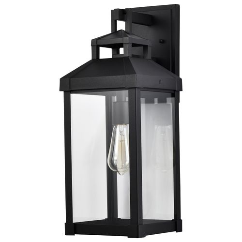 Main product image of Corning 1 Light Large Wall Lantern Matte Black w/ Clear Glass