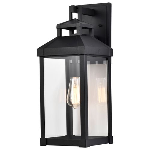 Main product image of Corning 1 Light Large Wall Lantern Matte Black w/ Clear Glass