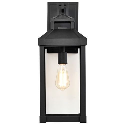 Main product image of Corning 1 Light Large Wall Lantern Matte Black w/ Clear Glass