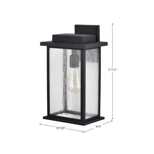 Main product image of Sullivan 1 Light Large Wall Lantern Matte Black w/ Clear Seeded Glass