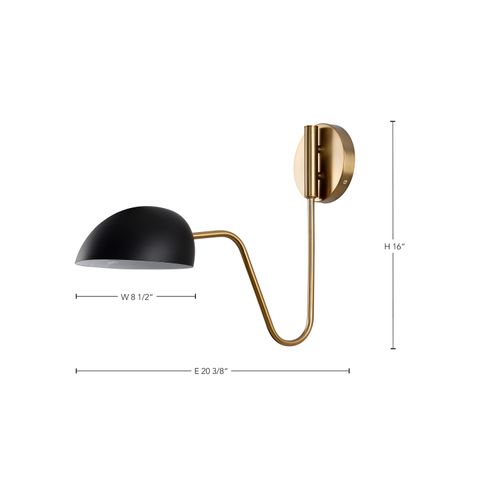 Main product image of Trilby 1 Light Wall Sconce Matte Black w/ Burnished Brass