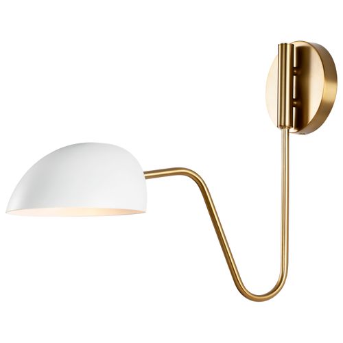 Main product image of Trilby 1 Light Wall Sconce Matte White w/ Burnished Brass