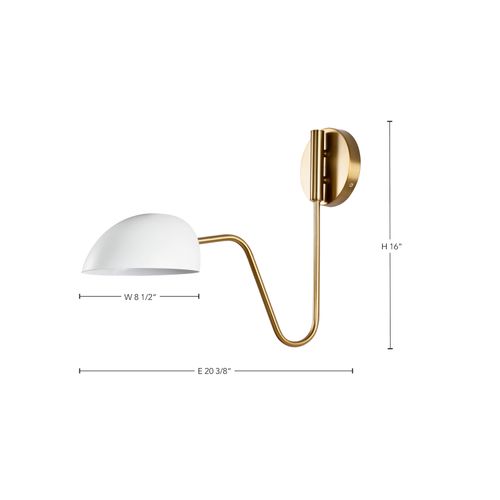 Main product image of Trilby 1 Light Wall Sconce Matte White w/ Burnished Brass