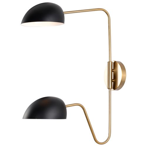 Main product image of Trilby 2 Light Wall Sconce Matte Black w/ Burnished Brass