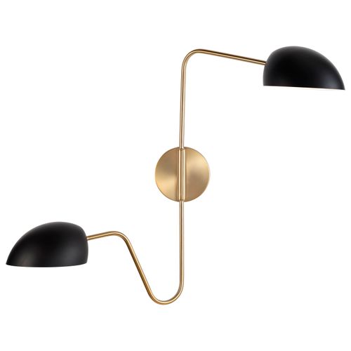 Main product image of Trilby 2 Light Wall Sconce Matte Black w/ Burnished Brass