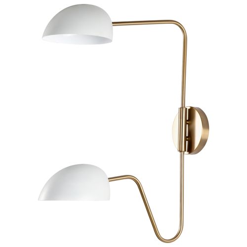 Main product image of Trilby 2 Light Wall Sconce Matte White w/ Burnished Brass