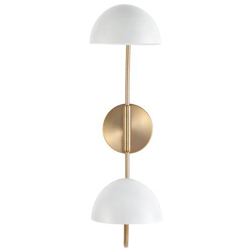 Main product image of Trilby 2 Light Wall Sconce Matte White w/ Burnished Brass