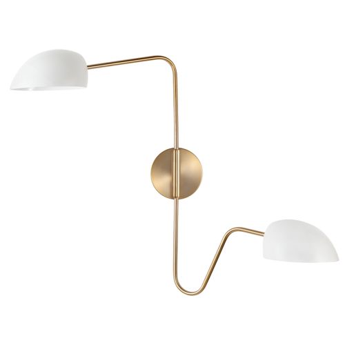 Main product image of Trilby 2 Light Wall Sconce Matte White w/ Burnished Brass