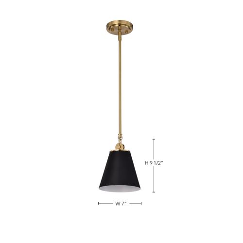 Main product image of Dover 1 Light Small Pendant Black w/ Vintage Brass