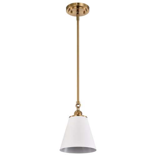Main product image of Dover 1 Light Small Pendant White w/ Vintage Brass