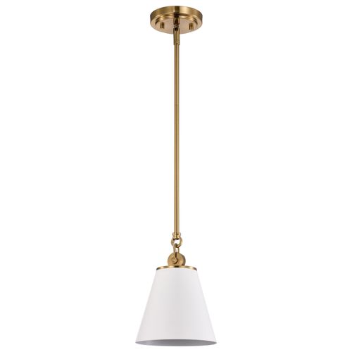 Main product image of Dover 1 Light Small Pendant White w/ Vintage Brass