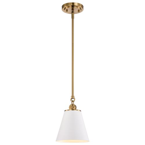 Main product image of Dover 1 Light Small Pendant White w/ Vintage Brass