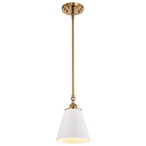 Main product image of Dover 1 Light Small Pendant White w/ Vintage Brass
