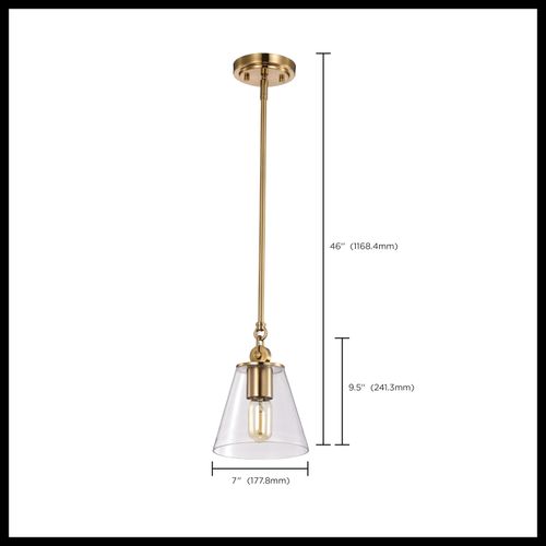 Main product image of Dover 1 Light Small Pendant Vintage Brass w/ Clear Glass