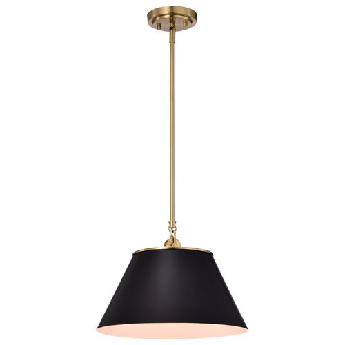 Main product image of Dover 1 Light Medium Pendant Black w/ Vintage Brass